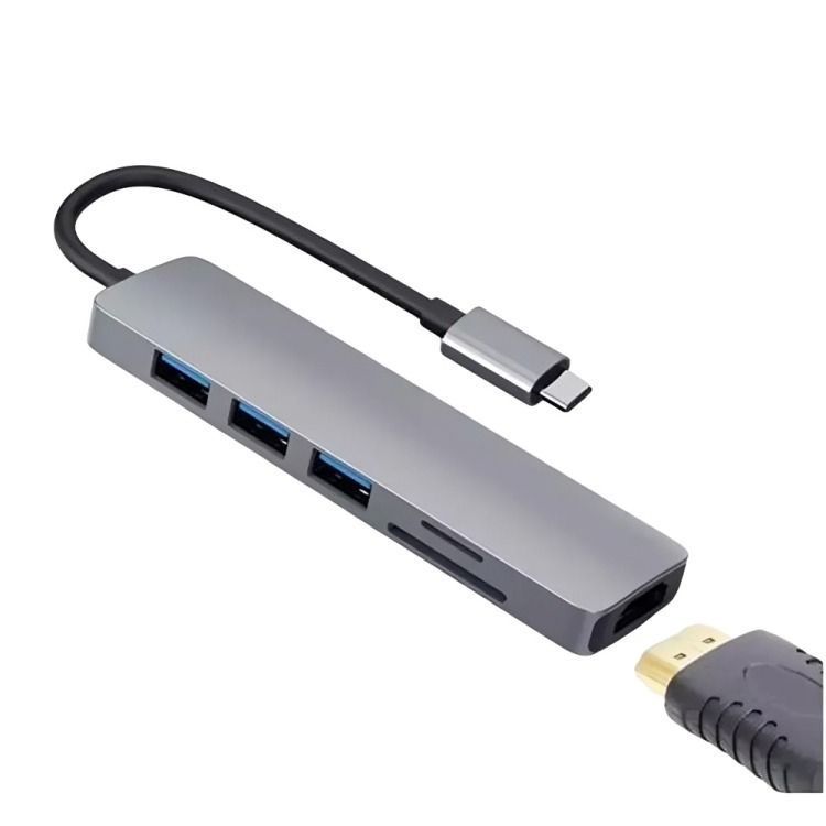 Adaptador Usb Hub Hdmi Tipo C 3 X Usb 3.0 6 en 1-0