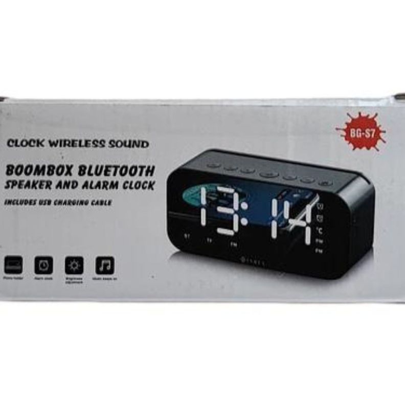 RELOJ DESPERTADOR DIGITAL LED CON PARLANTE BLUETOOTH BLANCO-1