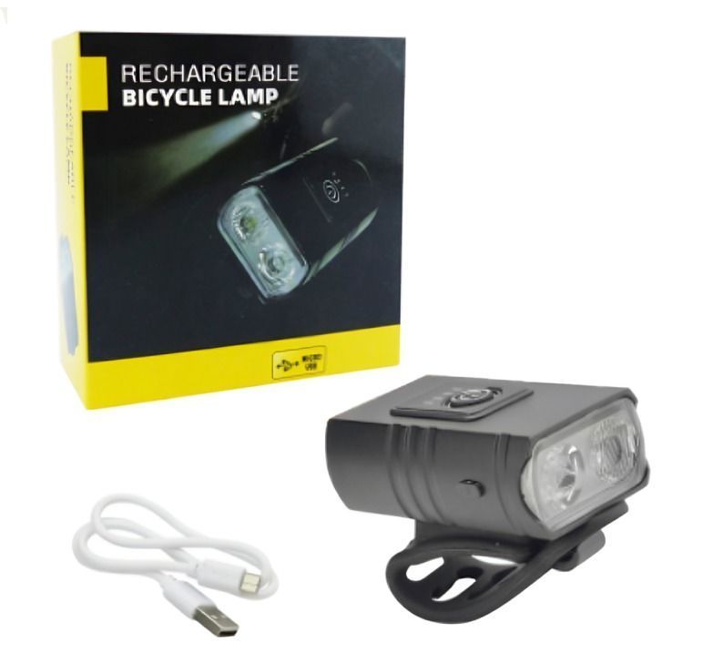 LUZ DE BICICLETA DELANTERA 2 LED RECARGABLE USB METALICA 5 FUNCIONES-3
