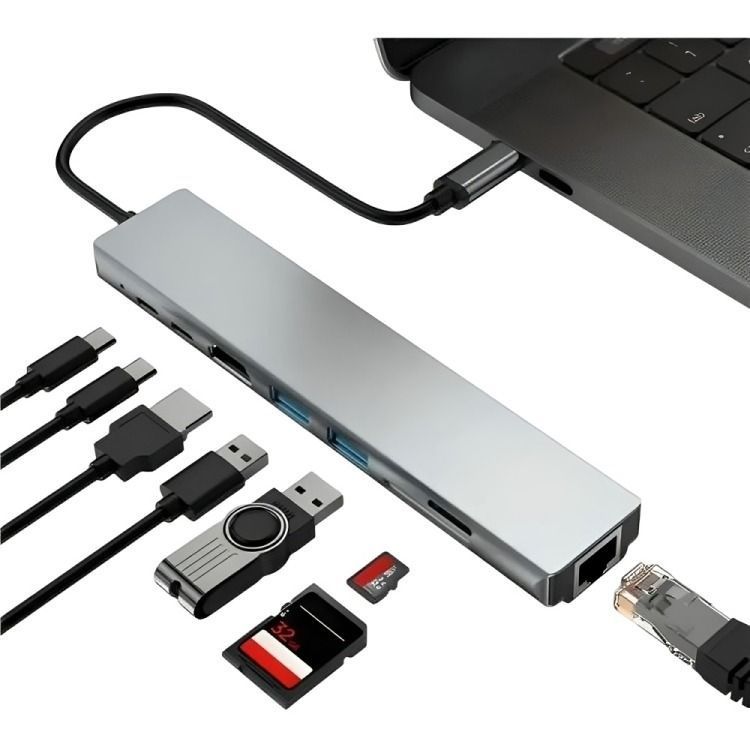 Adaptador Multipuerto Hub tipo C 8 en 1-0