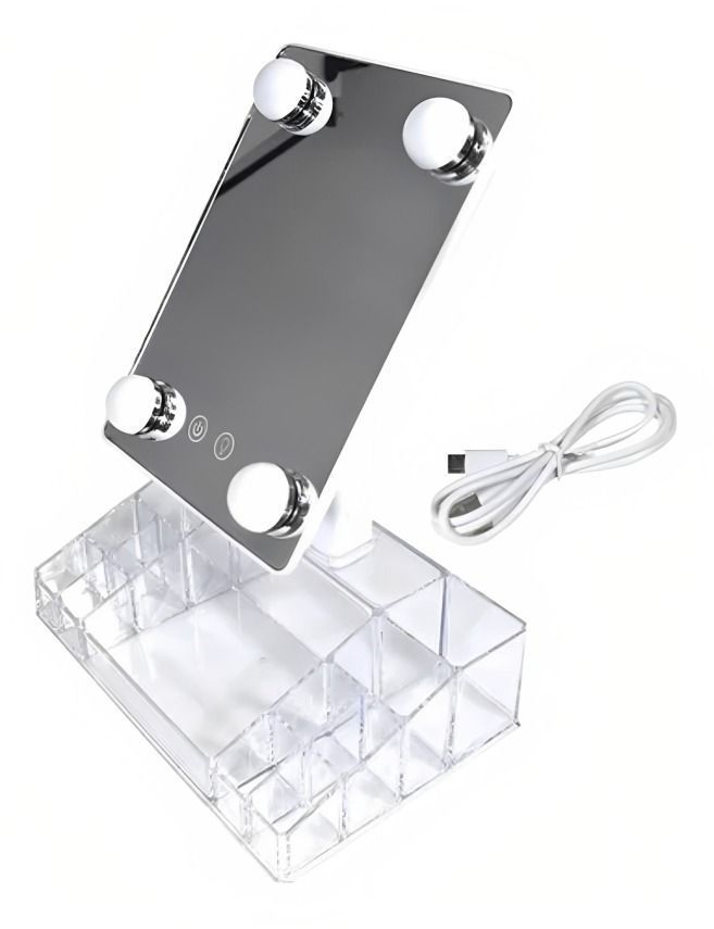 Organizador De Joyas Con Espejo Rectangular Y Luz Led-2