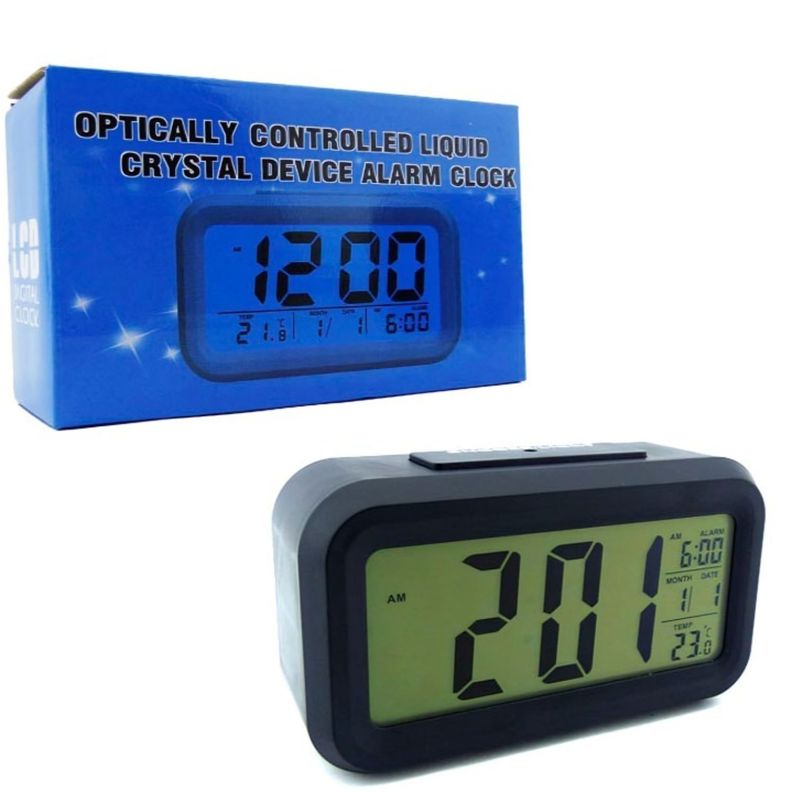 RELOJ DESPERTADOR DIGITAL TEMPERATURA CON ALARMA Y LUZ COLOR BLANCO-1
