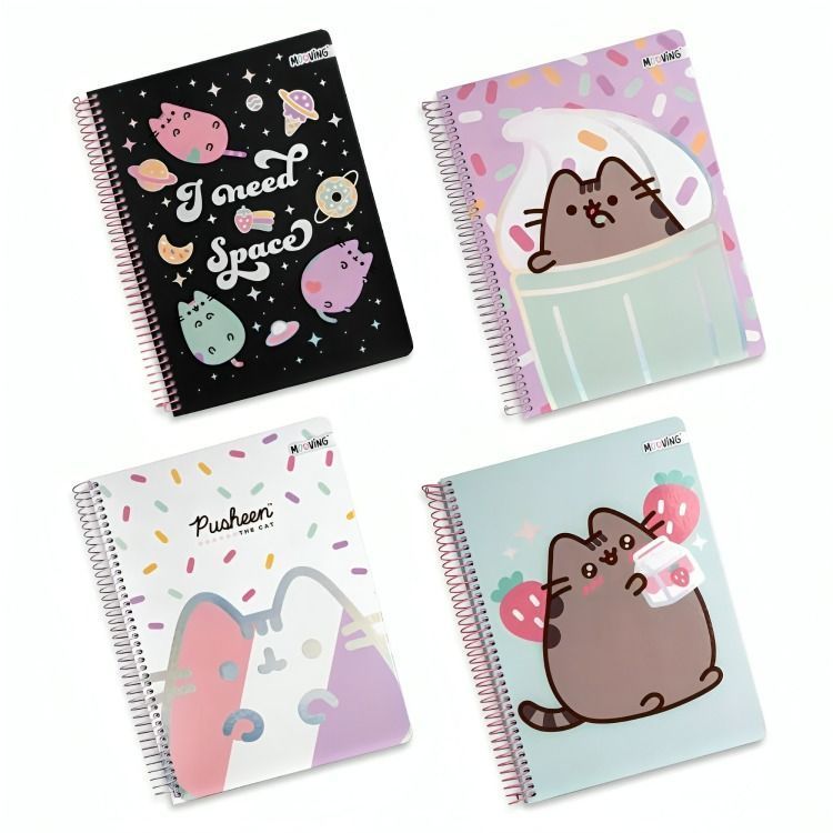 PACK 4PCS CUADERNO PUSHEEN 3 MATERIAS-0