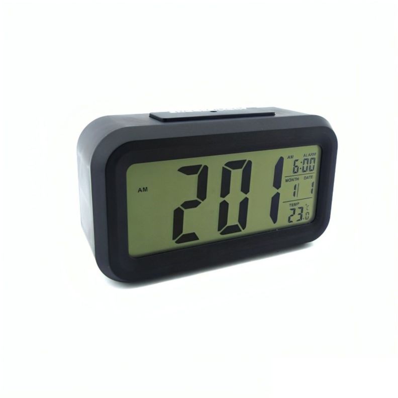 RELOJ DESPERTADOR DIGITAL TEMPERATURA CON ALARMA Y LUZ COLOR NEGRO-0