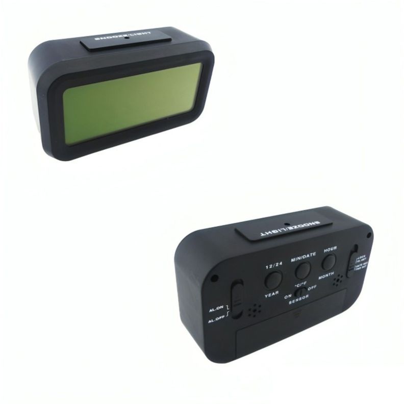 RELOJ DESPERTADOR DIGITAL TEMPERATURA CON ALARMA Y LUZ COLOR NEGRO-1