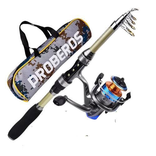 Kit Pesca 1.8m Caña Carrete Señuelo Accesorio Bolsa Completo-0
