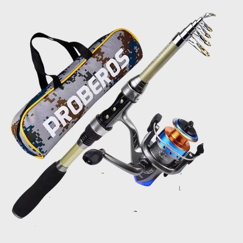 Kit Pesca 1.8m Caña Carrete Señuelo Accesorio Bolsa Completo-1