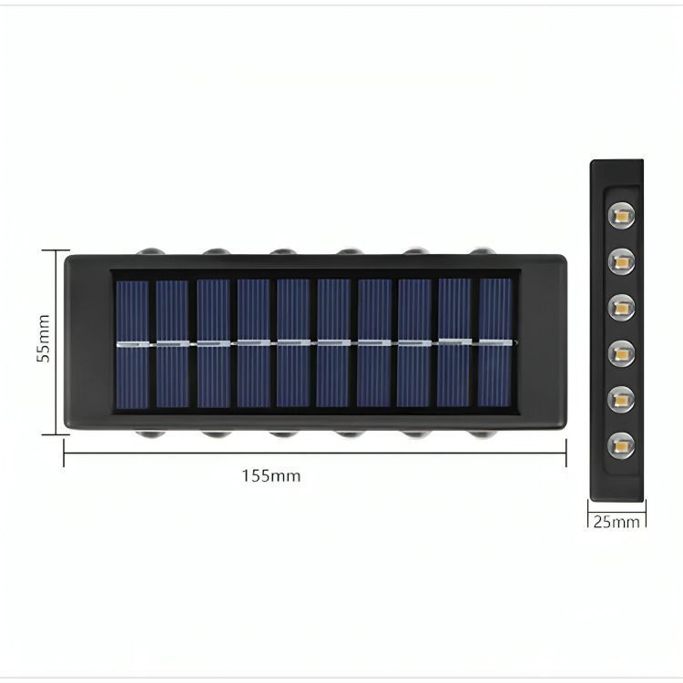 Pack X 2 Lampara Solar 12 Led Exterior Aplique De Muro-1