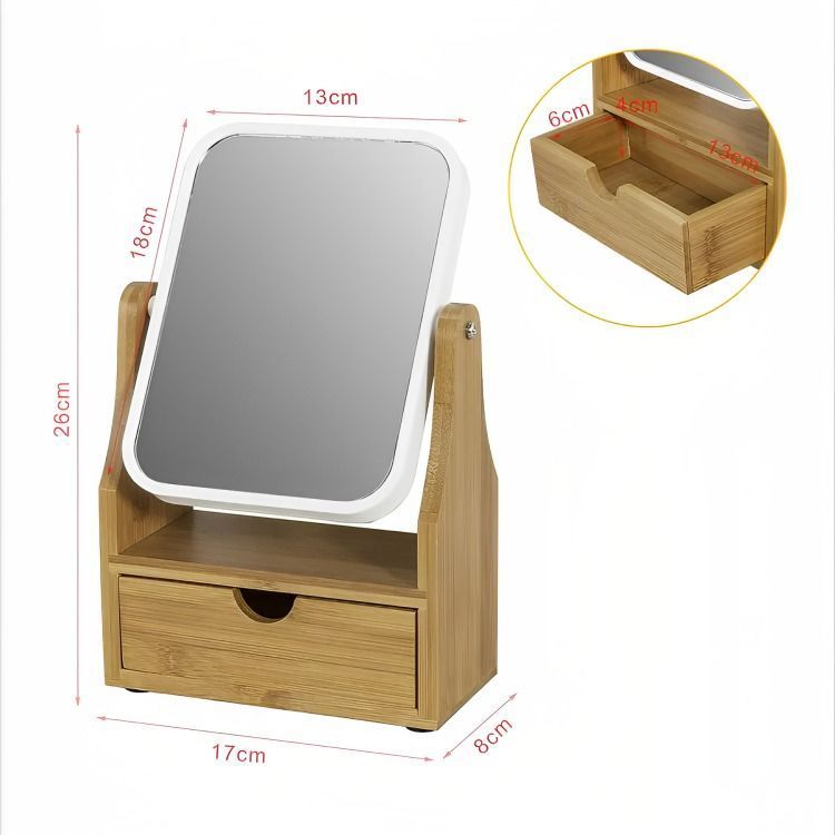 Espejo De Maquillaje Rotacion 360 Espejo De Mesa Con Cajon-2