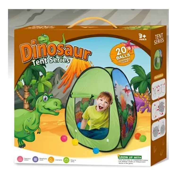 CARPA DE DINOSAURIO INFANTIL CON 20 PELOTAS DE COLORES-0