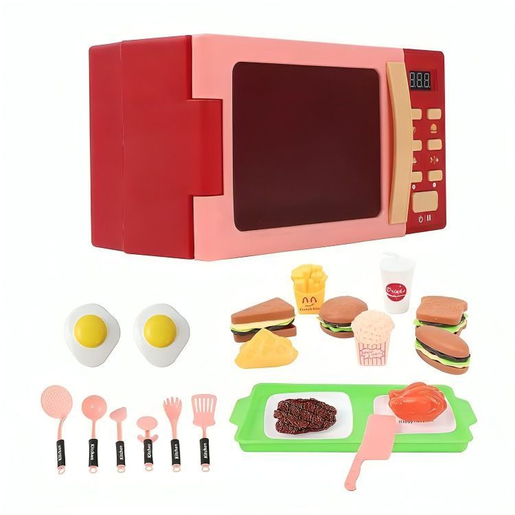 Horno Microondas De Juguete Más Accesorios Luz Y Sonido-1