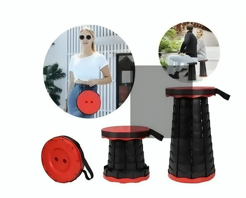 Taburete plegable Silla retractil ROJO-2