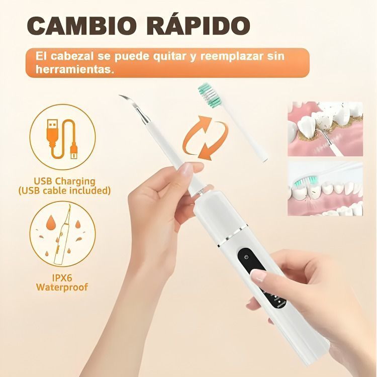 Kit Cepillo Limpiador Dental Eléctrico Ultrasónico Removedor-2