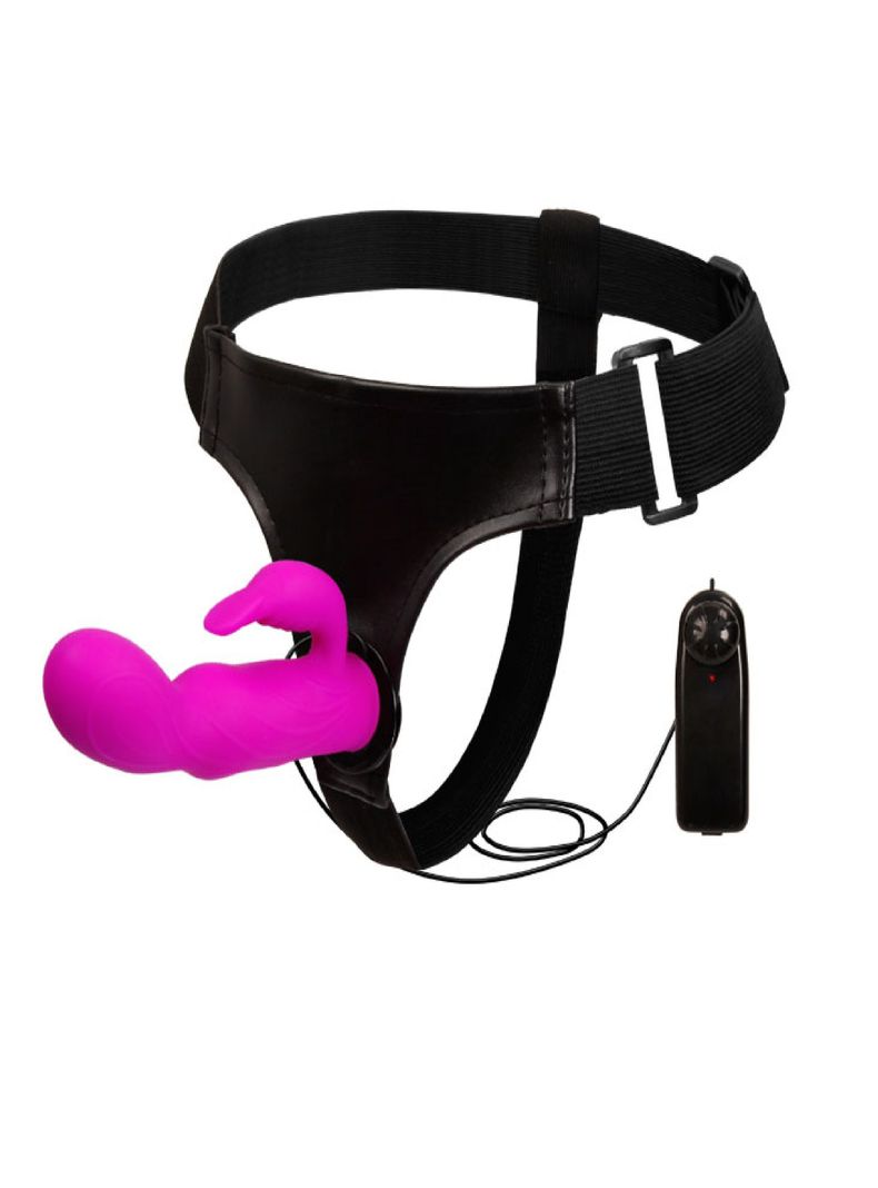 Arnés con conejo vibrador silicona ( vibración variable)-0