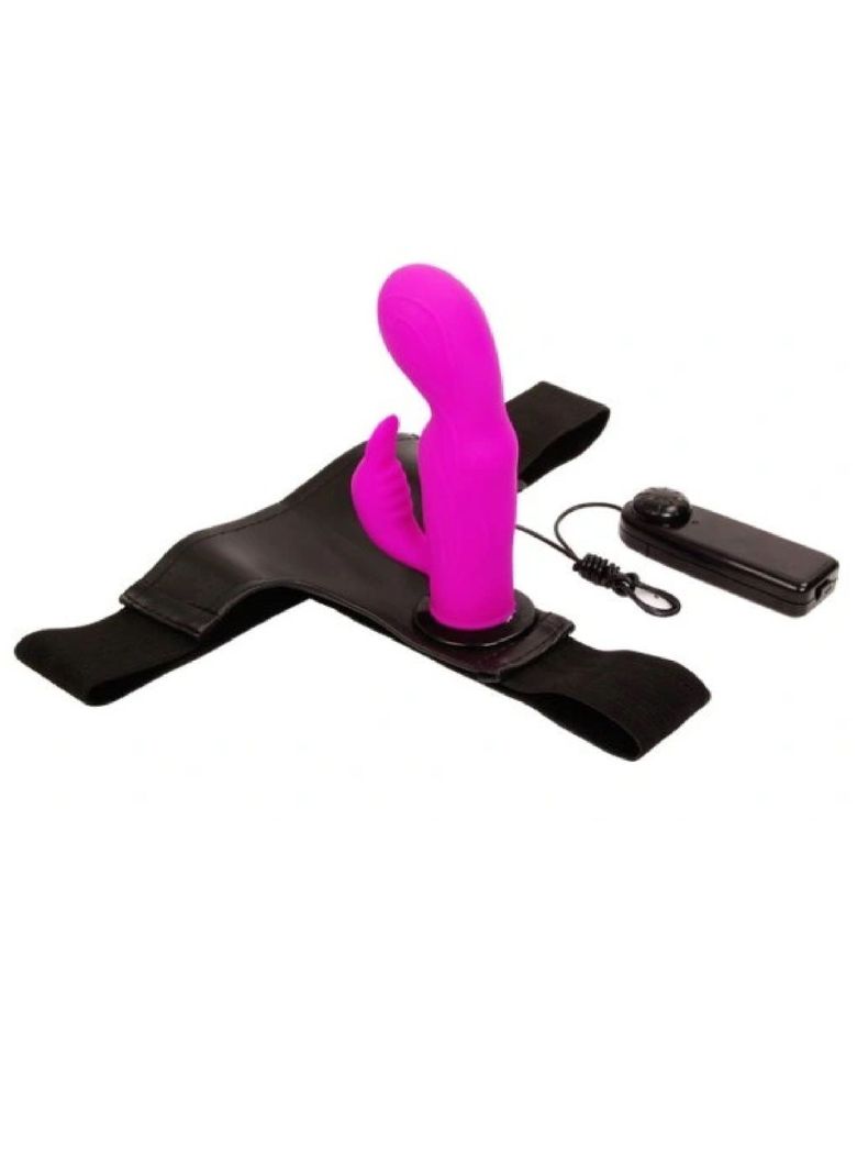 Arnés con conejo vibrador silicona ( vibración variable)-1