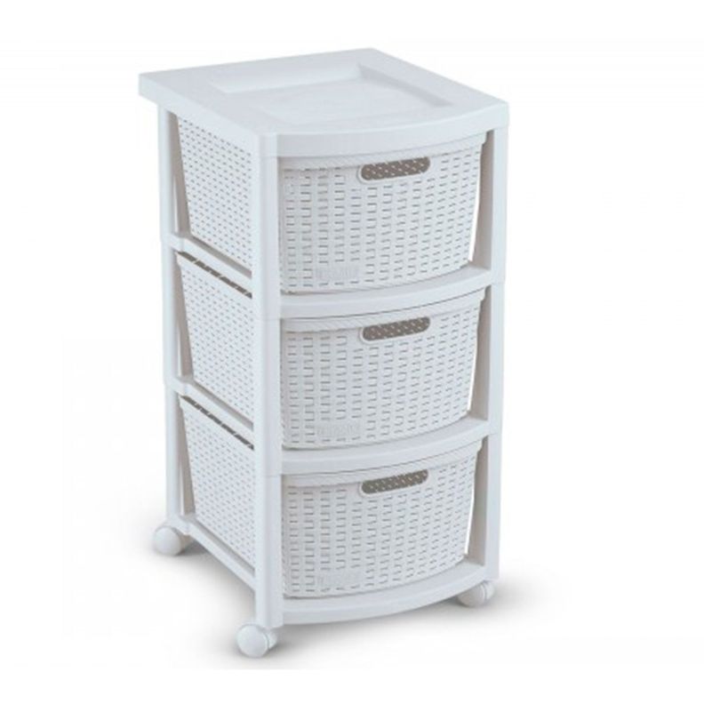 Cajonera Plastica Tejida 3 cajones Blanco 39x33x66 cm Rimax-0