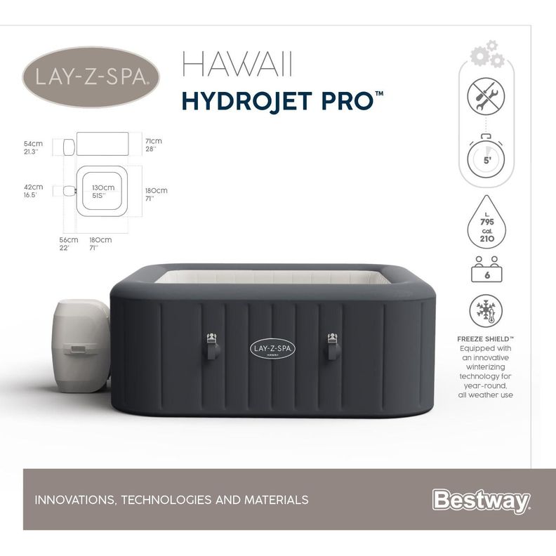 Hot Tub Jacuzzi Inflable Hawaii Hidromasaje 6 Pers Bestway-5