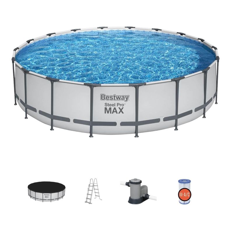 Piscina Bestway Redonda Steel ProMax Filtro+Acces 5,49X1.22M-1