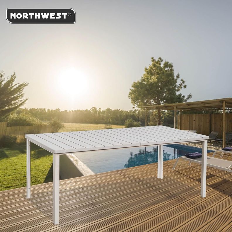 Mesa Terraza Polywood Impermeable 180x90cm Blanca Northwest-2