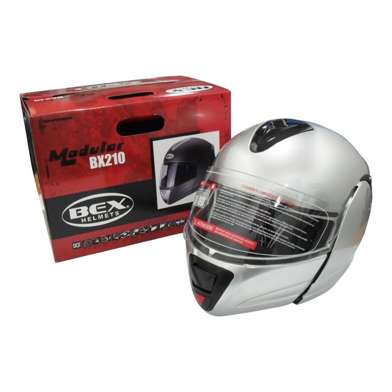 Casco Full Face Bx210 Talla M Silver Bex Certificado DOT-1