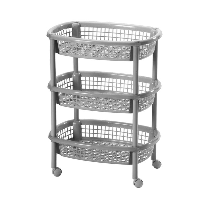Carro verdulero plastico Oval Gris 3 canastos Rimax-0