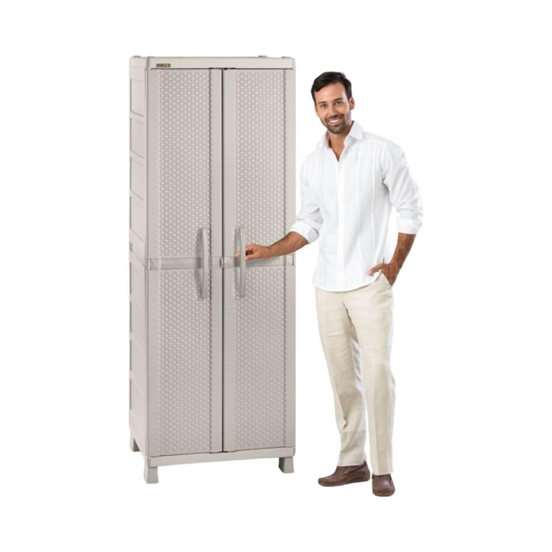 Armario Multiuso Plastico Tejido Taupe 65x45x189 cm Rimax-1