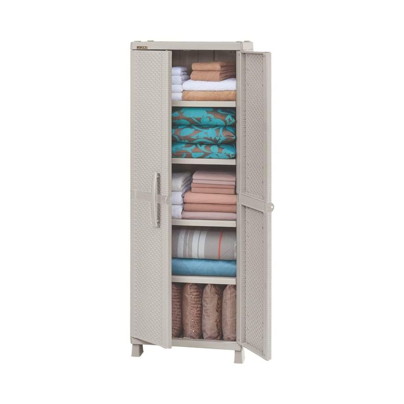 Armario Multiuso Plastico Tejido Taupe 65x45x189 cm Rimax-2
