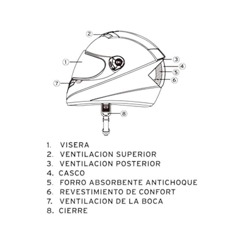 Casco Full Face Bx105 Talla L white Ceritificacion ECE Bex-5