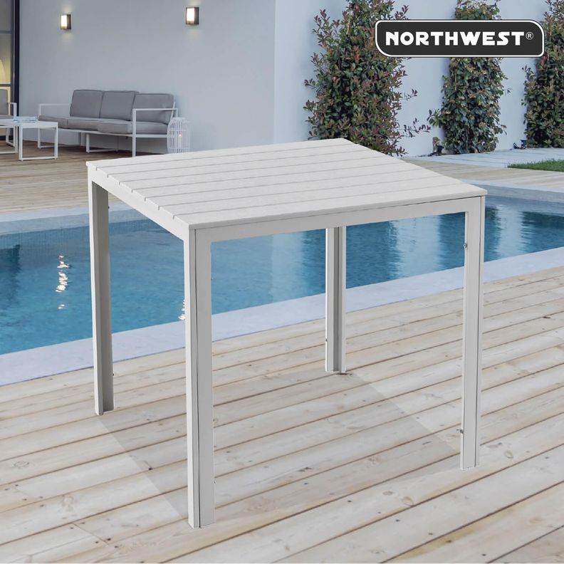 Mesa Terraza Polywood Impermeable 78X78cm Blanca Northwest-1