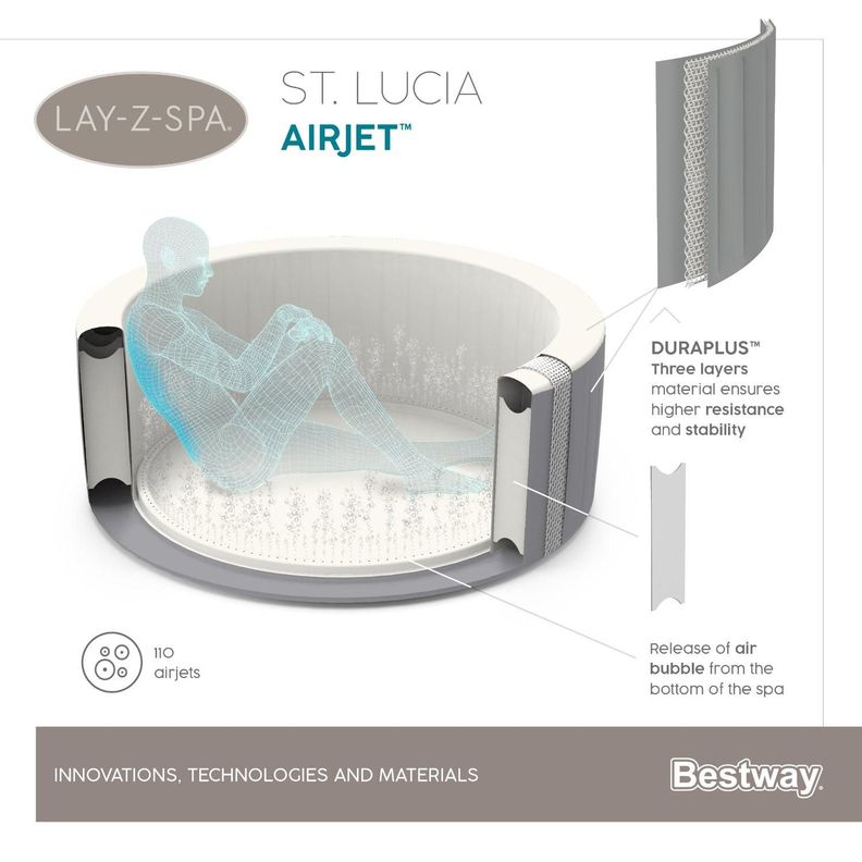 Hot Tub Spa Jacuzzi Inflable St. Lucia 3 Personas Bestway-2