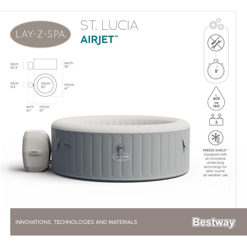 Hot Tub Spa Jacuzzi Inflable St. Lucia 3 Personas Bestway-4