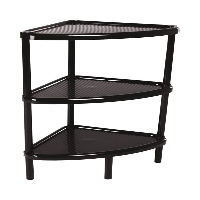 Estante esquinero triangular plastico 3 niveles Negro Rimax-0