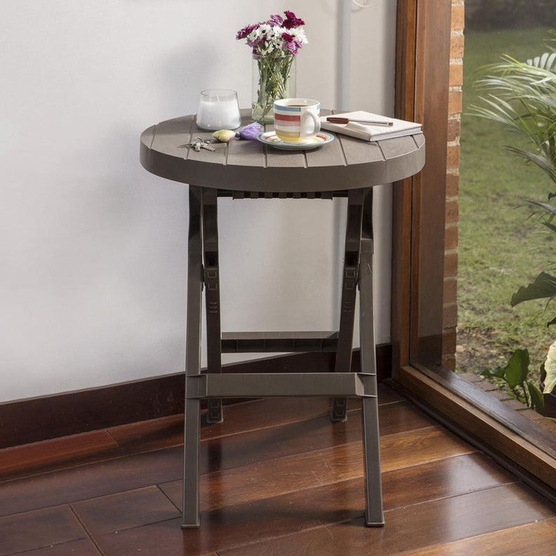 Mesa Plegable Redonda 60 cm Café Rimax-3