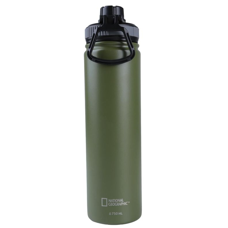 Botella Metalica Termica Boca Angosta 750ml Verde Militar Verde Oscuro