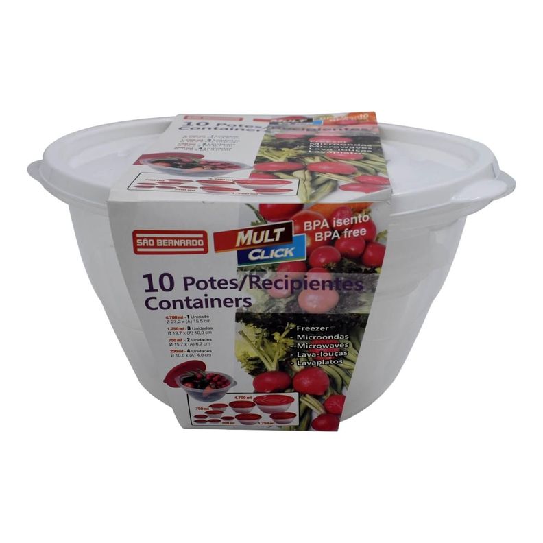 Set De 10 Contenedores De Plastico Tapa Blanca San Bernardo-0