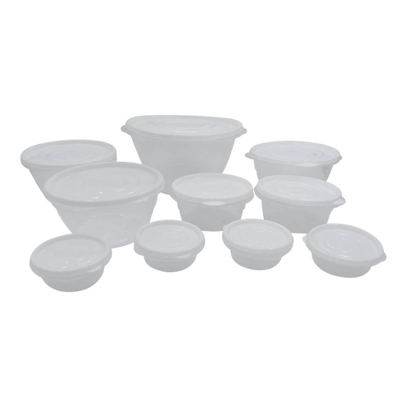 Set De 10 Contenedores De Plastico Tapa Blanca San Bernardo-1