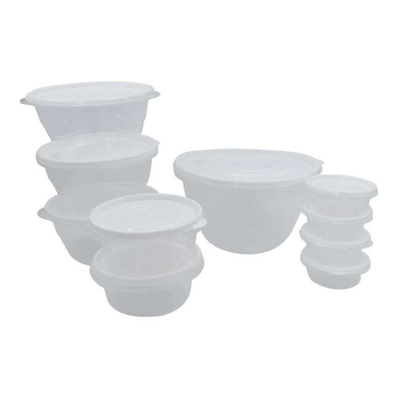 Set De 10 Contenedores De Plastico Tapa Blanca San Bernardo-2