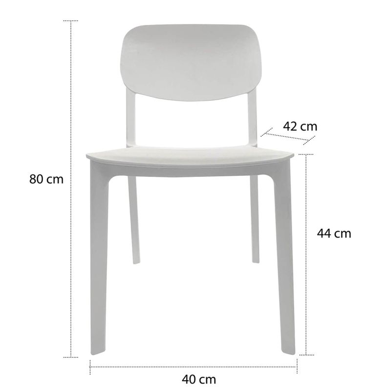 Silla Blanca Plástico Design 46x46x80cm Escandinavia-1