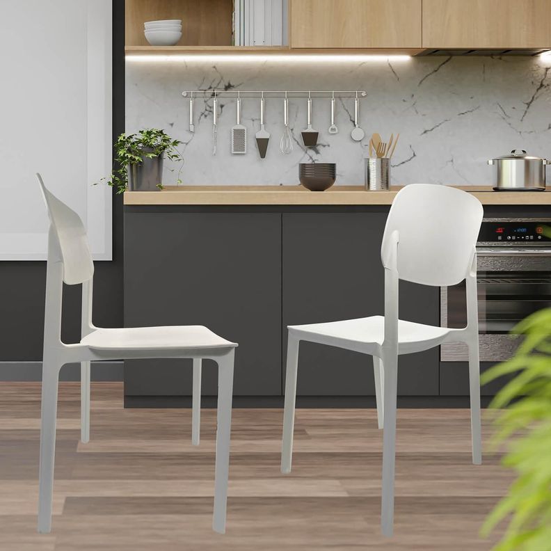 Silla Blanca Plástico Design 46x46x80cm Escandinavia-3
