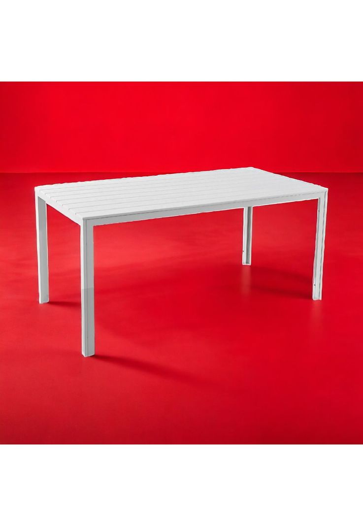 Mesa Terraza Polywood Impermeable 156x78cm Blanca Northwest-4