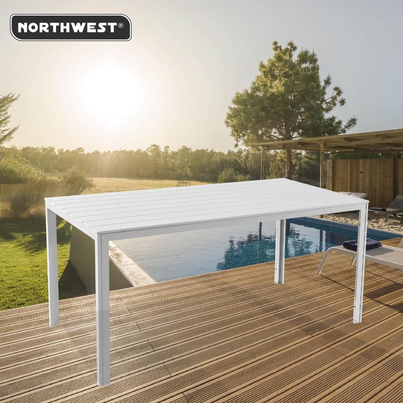 Mesa Terraza Polywood Impermeable 156x78cm Blanca Northwest-3