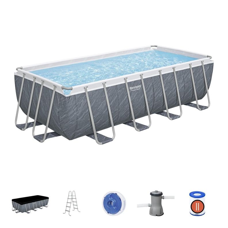 Piscina Bestway Rectangular C/Filtro Gris 4.88MX2.44MX1.22M-1