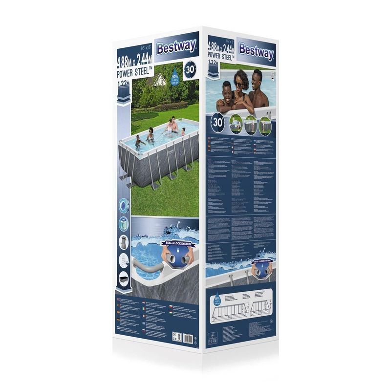 Piscina Bestway Rectangular C/Filtro Gris 4.88MX2.44MX1.22M-8