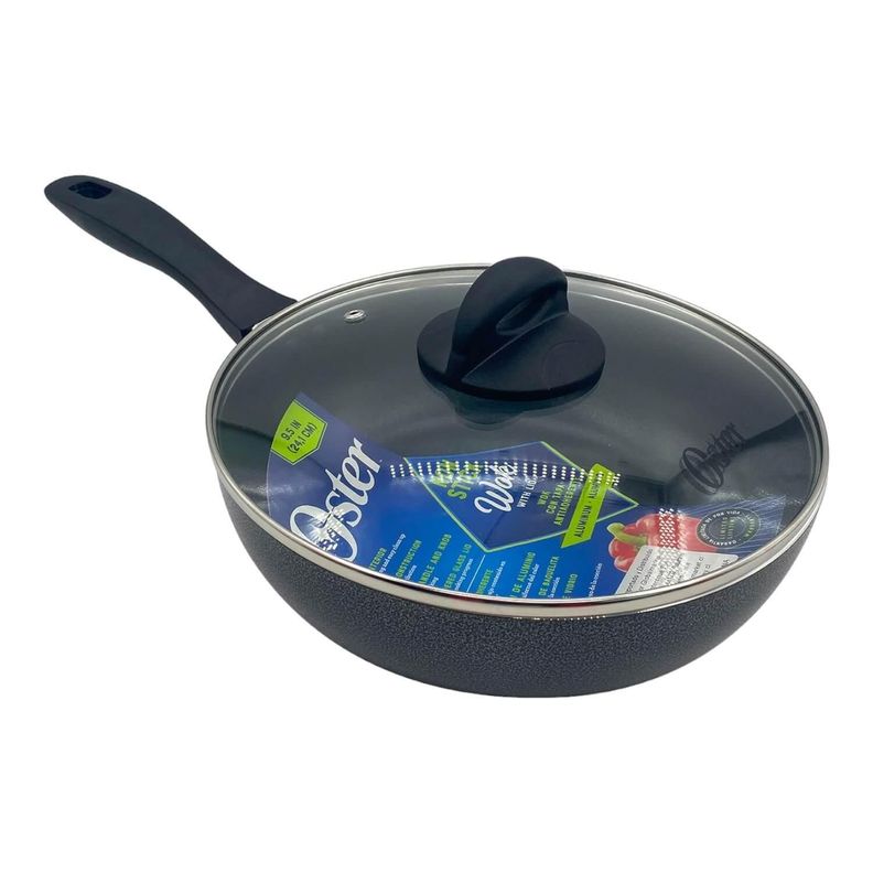 Sarten Wok con tapa antiadherente 24 cm Clairborne Oster Gris