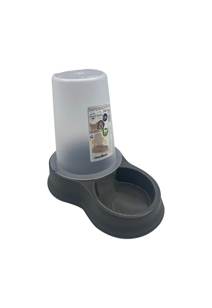 Dispensador Mascota Agua y Comida 1,5 L Negro Plastiken-0