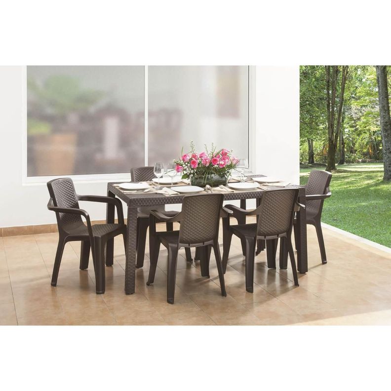 Mesa Comedor de terraza Café 150x80 cm Eterna Rimax-4