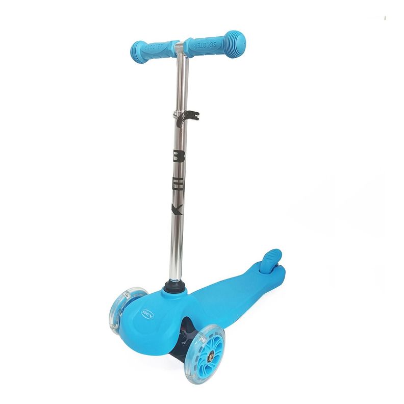 Scooter Monopatin 3 Ruedas Luces Barra Ajustable 70cm Azul Bex