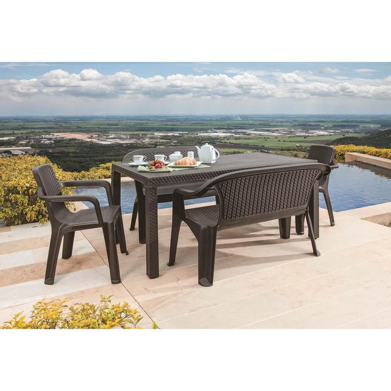 Sofa de Terraza Plastico 2 cuerpos Café Rimax-3