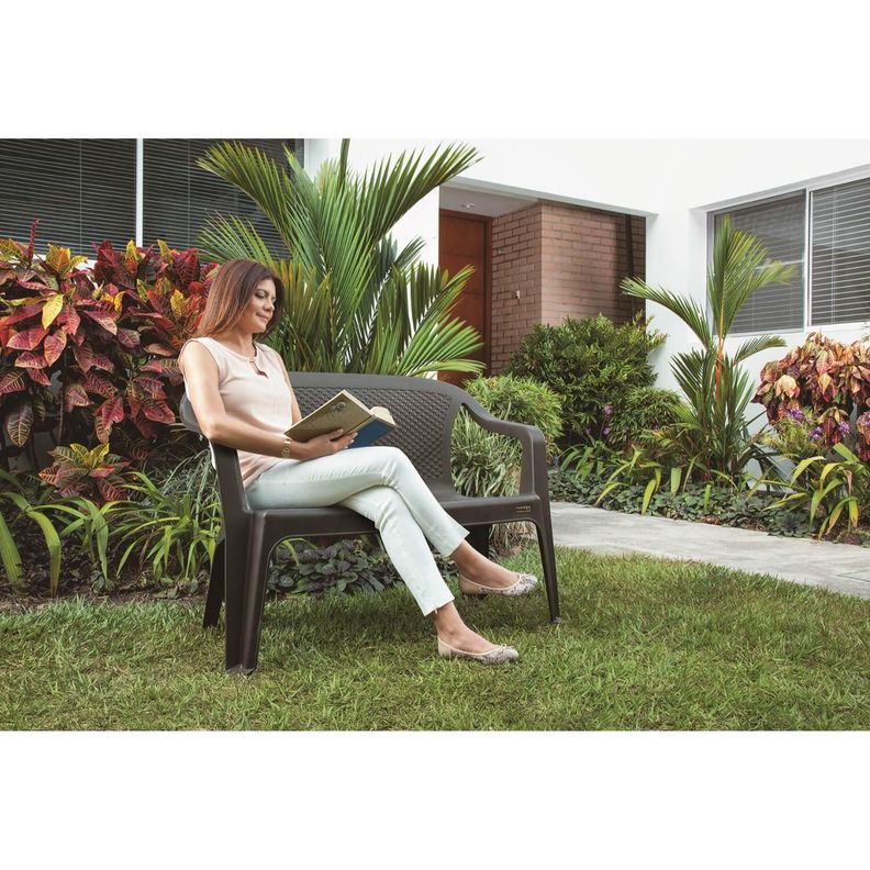 Sofa de Terraza Plastico 2 cuerpos Café Rimax-4