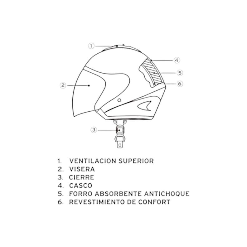 Casco Full Face Bx510 Talla M Color Silver Certificado ECE-6